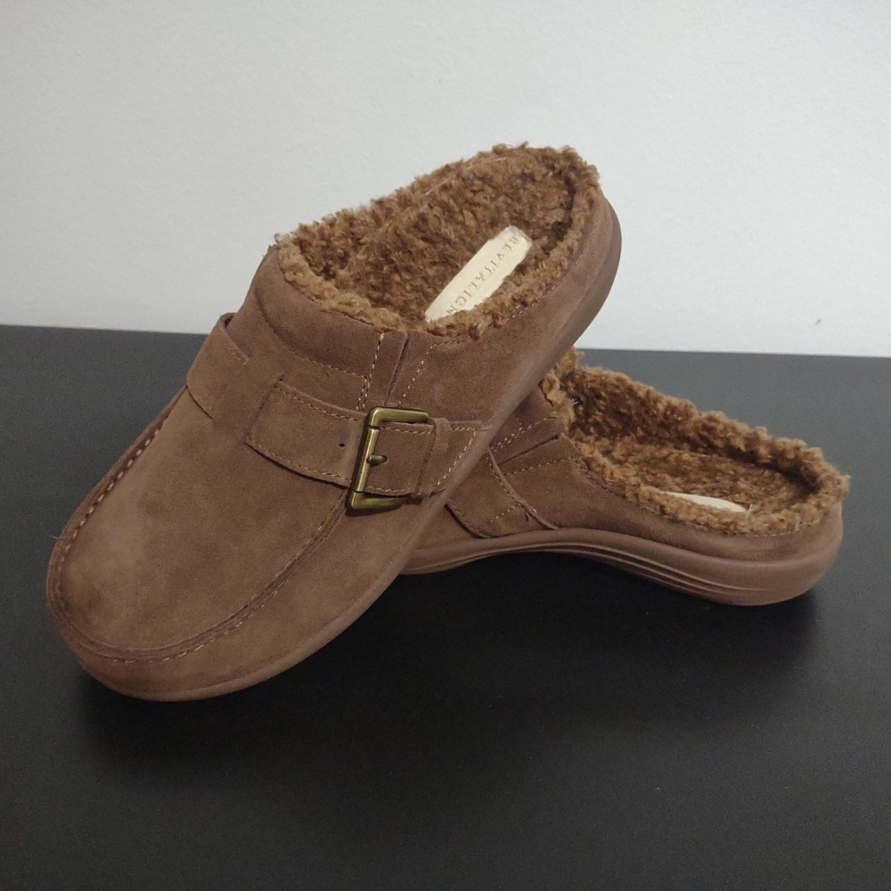 REVITALIGN Brown Loafers with Gold Buckle